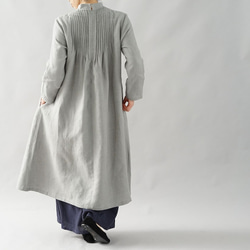 [wafu] 中厚亞麻洋裝 細褶立領 歐式經典/灰色 a081b-gry2 第6張的照片