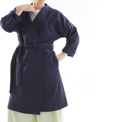 [Wafu] &lt;試驗配件&gt;軟wool100％海軍袍外套b22-55 第3張的照片