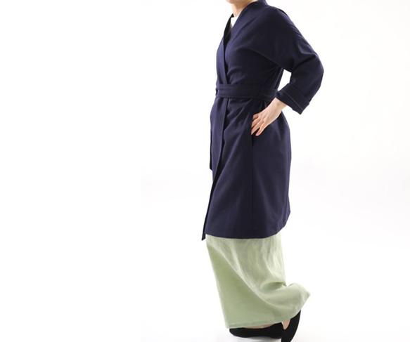 [Wafu] &lt;試驗配件&gt;軟wool100％海軍袍外套b22-55 第4張的照片