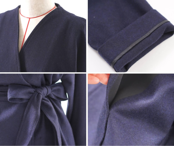 [Wafu] &lt;試驗配件&gt;軟wool100％海軍袍外套b22-55 第9張的照片
