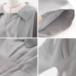 [Wafu] &lt;試驗配件&gt;暖亞麻裙腰部飛鏢蝙蝠袖連衣裙/灰色a55-15 第9張的照片