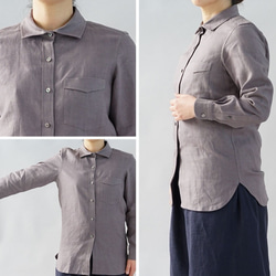 [Wafu +]正品中厚款高檔亞麻襯衫Cutaway簡單長袖/ Vanille t032a-vay2 第10張的照片