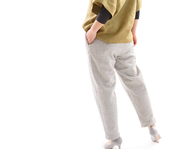 【Wafu】&lt;試用版&gt;溫暖的重量級棉質褲子針織背部拉絨褲/希瑟灰色bo1-3 第6張的照片