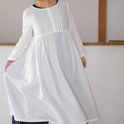 棉質W紗布一體式連衣裙/白色A081G-WHT2 第1張的照片