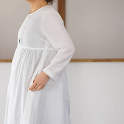 棉質W紗布一體式連衣裙/白色A081G-WHT2 第5張的照片