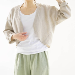 【Wafu】中厚亞麻Margaret Bolero Tops Topper Cardigan / Flax Natural h0 第1張的照片