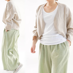 【Wafu】中厚亞麻Margaret Bolero Tops Topper Cardigan / Flax Natural h0 第2張的照片