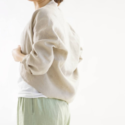 【Wafu】中厚亞麻Margaret Bolero Tops Topper Cardigan / Flax Natural h0 第5張的照片