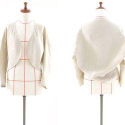 【Wafu】中厚亞麻Margaret Bolero Tops Topper Cardigan / Flax Natural h0 第8張的照片