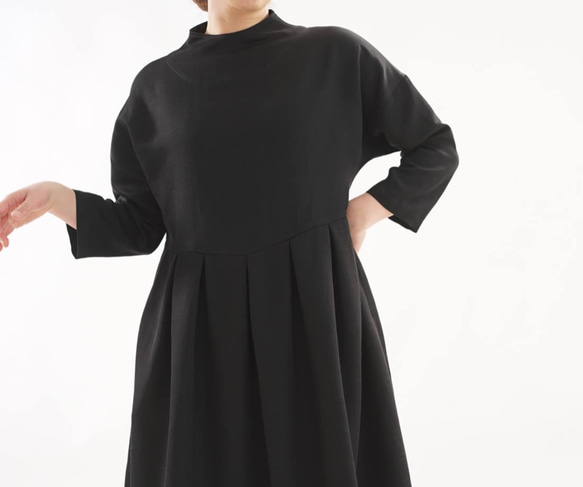 【再次上架8限量·材質試用】純棉亞麻連身裙·領口連衣裙·走廊/黑色a48-17 第5張的照片