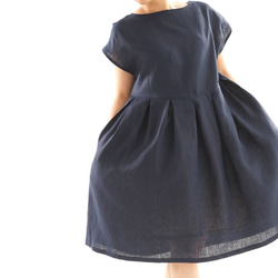 [Wafu]長度98厘米&lt;一個穿限定&gt;麻裙子法語套筒連衣裙a13-40-2 第1張的照片