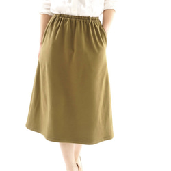 【Wafu】&lt;試穿項目&gt;衣長76cm柔軟針織裙子抓絨腰部橡膠口袋是/橄欖色sk4-1 第1張的照片