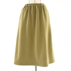 【Wafu】&lt;試穿項目&gt;衣長76cm柔軟針織裙子抓絨腰部橡膠口袋是/橄欖色sk4-1 第8張的照片