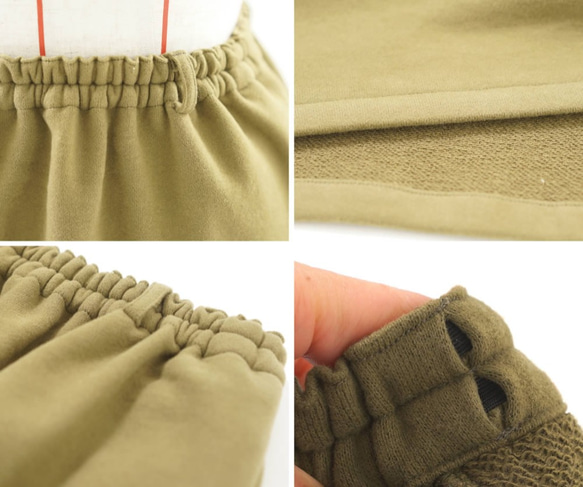 【Wafu】&lt;試穿項目&gt;衣長76cm柔軟針織裙子抓絨腰部橡膠口袋是/橄欖色sk4-1 第9張的照片