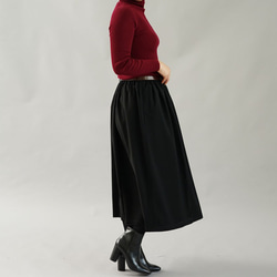 【Wafu】Mimore長裙純羊毛100％襯里內部膝蓋長度喇叭裙底/黑色sk4-101 第3張的照片