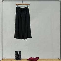 【Wafu】Mimore長裙純羊毛100％襯里內部膝蓋長度喇叭裙底/黑色sk4-101 第9張的照片