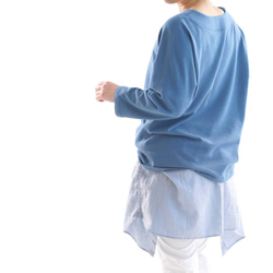 【Wafu】&lt;試用品&gt; Moromi Lyocell棉質外套上衣V領落肩藍色t16-14 第4張的照片