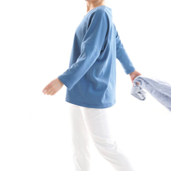 【Wafu】&lt;試用品&gt; Moromi Lyocell棉質外套上衣V領落肩藍色t16-14 第6張的照片