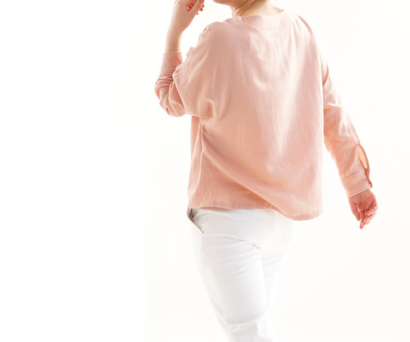 【Wafu】&lt;試用品&gt; 100％純棉W紗布上衣長袖圓領/海貝粉色a8-43 第4張的照片