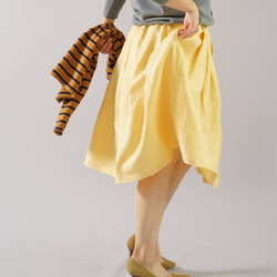 [Wafu]中厚亞麻裙，打褶綁腰橡膠大頭釘裙，Joan Paille s013a-jpy2 第7張的照片