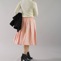 [由於規格變更售罄]中厚亞麻裙褶腰身橡膠/ Rose Somon s013a-rsm2 第3張的照片