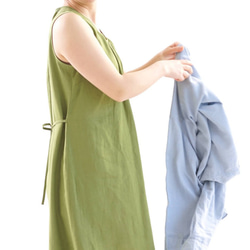 【一件試穿】立陶宛亞麻一件收集圓領無袖Mimore長裙/橄欖色帕薩a40-7 第7張的照片