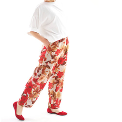 【Wafu】中等厚度亞麻褲意大利設計日本製造休閒褲/紅色b001b-red2 第3張的照片