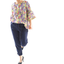 【Wafu】自由女式束腰上衣Flair Sleeve A Line Blouse / Whitley Yellow System 第5張的照片