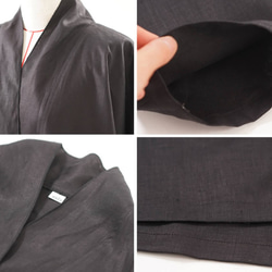 【予約販売】＜お試し品＞リネン 羽織 ロング丈 薄地 ベルギーリネン ショールカラー/ブラック h014b-bck1 9枚目の画像