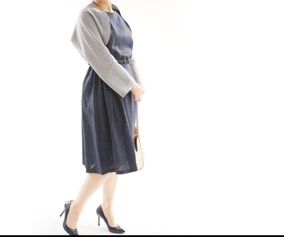 【和服】中厚亞麻外罩鈴袖 Margaret Bolero Tops 防紫外線/灰色 h006a-gry2 第5張的照片