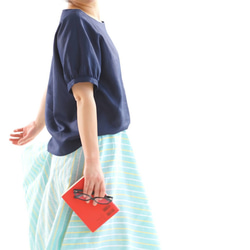 【wafu】中厚 リネン ブラウス ドルマンスリーブ チュニック Tシャツ / オリエンタルブルー t12-16 5枚目の画像