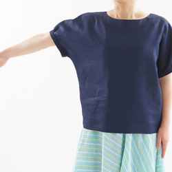 【wafu】中厚 リネン ブラウス ドルマンスリーブ チュニック Tシャツ / オリエンタルブルー t12-16 7枚目の画像