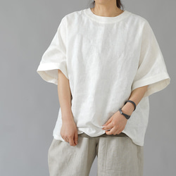 【リネントップス】 風がぬける ビックサイズ Tシャツ  /ホワイト t016c-wht2 1枚目の画像