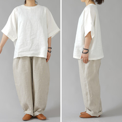 【リネントップス】 風がぬける ビックサイズ Tシャツ  /ホワイト t016c-wht2 4枚目の画像