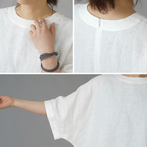 【リネントップス】 風がぬける ビックサイズ Tシャツ  /ホワイト t016c-wht2 10枚目の画像
