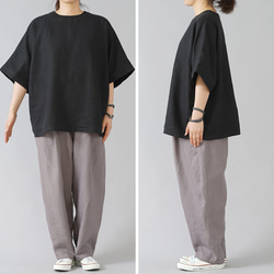 【リネントップス】 風がぬける ビックサイズ Tシャツ   / ブラック t016c-bck1 4枚目の画像