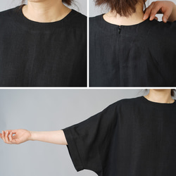 【リネントップス】 風がぬける ビックサイズ Tシャツ   / ブラック t016c-bck1 9枚目の画像