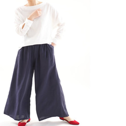 【Wafu】&lt;協調套裝&gt;棉質長袖上衣和亞麻寬褲/ t9-10 bo6-12 第1張的照片