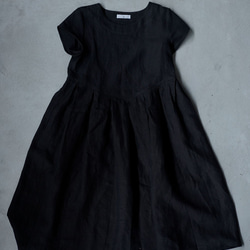 [Wafu] 亞麻連衣裙鍵盤褶襉亞麻連衣裙中厚/黑色 a013f-bck2 第9張的照片