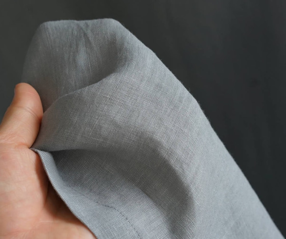 [Wafu]薄織物Masaa亞麻一件法式袖大T卹/銀色鼠標A041E-GNZ1 第5張的照片