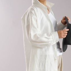 [Wafu +]亞麻襯衫大輪廓上衣杜爾曼袖亞麻襯衫/白色b32-24 第7張的照片