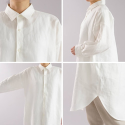 [Wafu +]亞麻襯衫大輪廓上衣杜爾曼袖亞麻襯衫/白色b32-24 第10張的照片