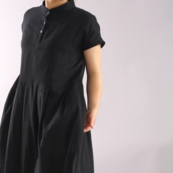 “有限的手工製造2019” [wafu] W紗布連衣裙立領法國/黑色a073b-bck2 第2張的照片
