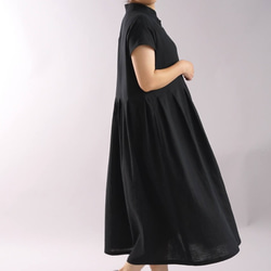 “有限的手工製造2019” [wafu] W紗布連衣裙立領法國/黑色a073b-bck2 第3張的照片