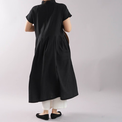 “有限的手工製造2019” [wafu] W紗布連衣裙立領法國/黑色a073b-bck2 第4張的照片
