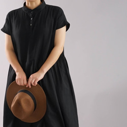 “有限的手工製造2019” [wafu] W紗布連衣裙立領法國/黑色a073b-bck2 第6張的照片