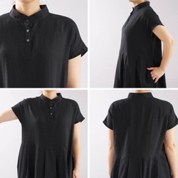 “有限的手工製造2019” [wafu] W紗布連衣裙立領法國/黑色a073b-bck2 第10張的照片