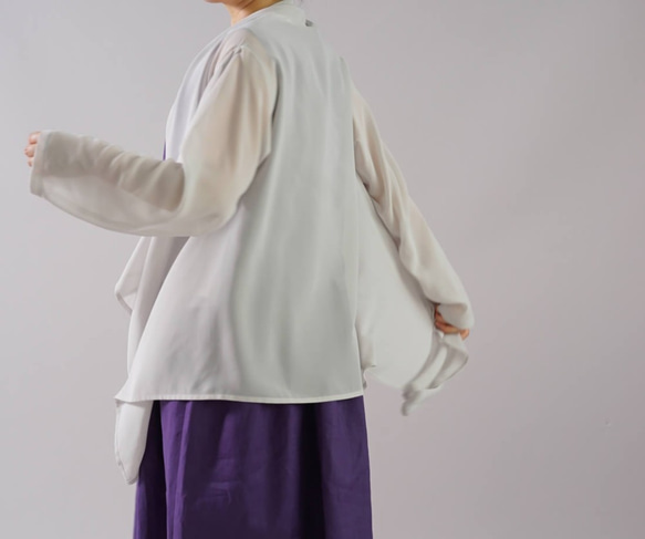 【wafu】シフォン ジョーセット 羽織り トッパーカーディガン/ミストグレー b21-9 3枚目の画像