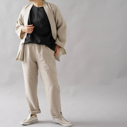 [Wafu] 中厚亞麻 Samue 日式 Zen Haori 亞麻開衫 Unisex/Flax natural h037b-am 第2張的照片