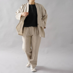 [Wafu] 中厚亞麻 Samue 日式 Zen Haori 亞麻開衫 Unisex/Flax natural h037b-am 第8張的照片